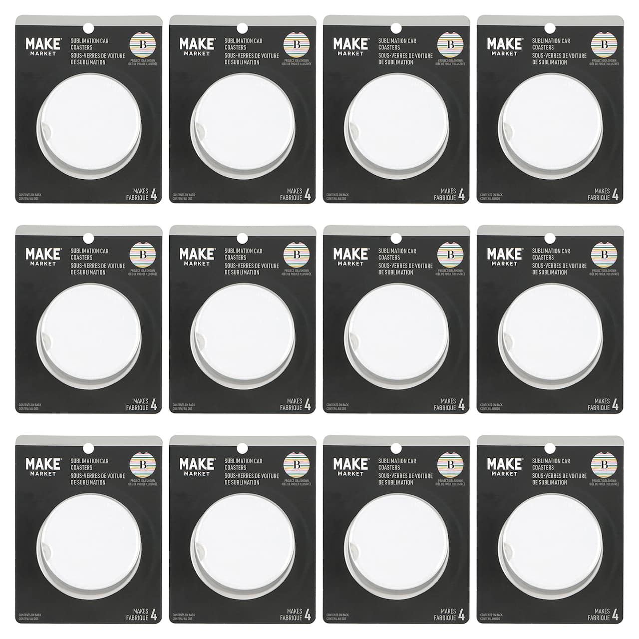12 Packs: 4 ct. (48 total) Ceramic Sublimation Car Coasters by Make Market®